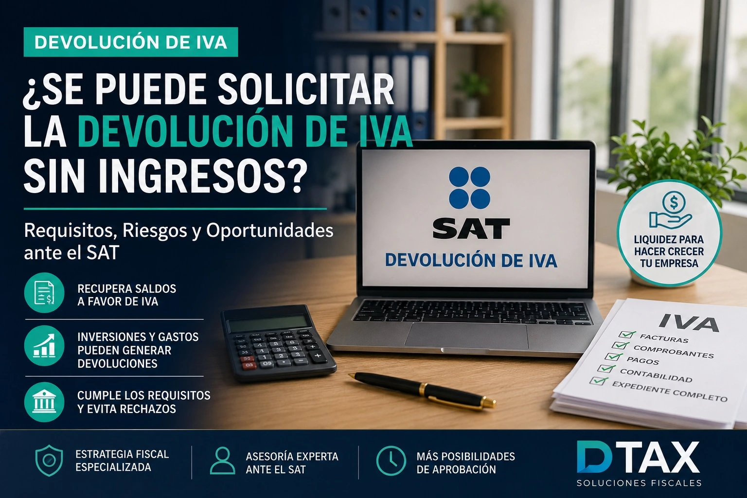 Devolución de IVA sin ingresos en México para empresas con saldos a favor y recuperación fiscal ante el SAT.